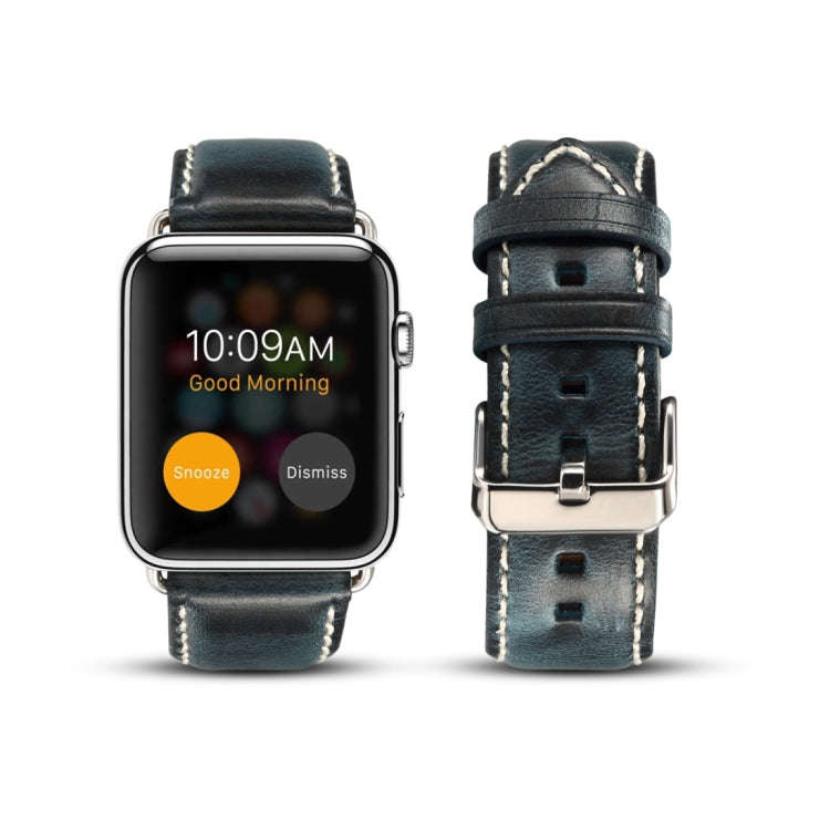 For Apple Watch Series 7 41mm / 6 & SE & 5 & 4 40mm / 3 & 2 & 1 38mm Oil Wax Retro Cowhide Strap ...