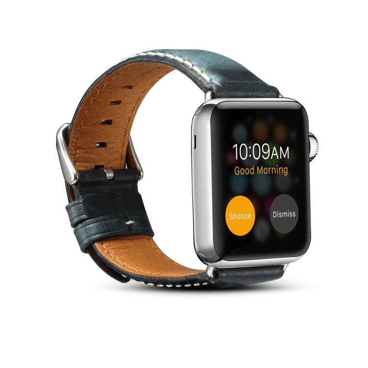 For Apple Watch Series 7 41mm / 6 & SE & 5 & 4 40mm / 3 & 2 & 1 38mm Oil Wax Retro Cowhide Strap ...