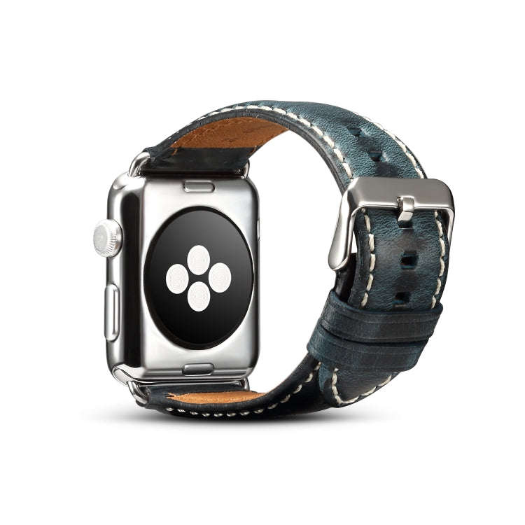 For Apple Watch Series 7 41mm / 6 & SE & 5 & 4 40mm / 3 & 2 & 1 38mm Oil Wax Retro Cowhide Strap ...