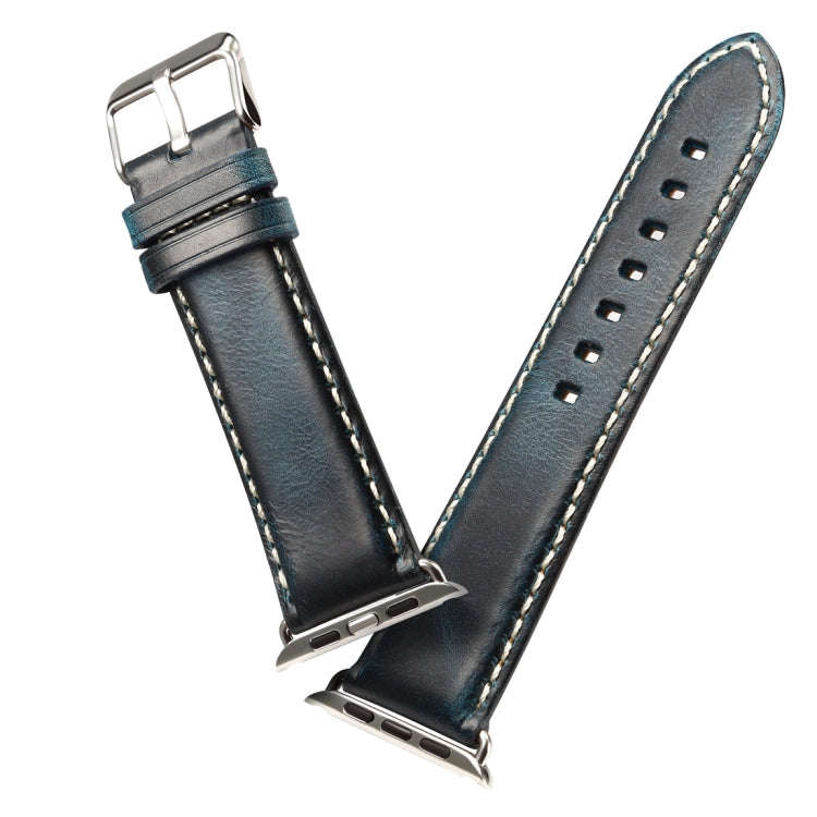 For Apple Watch Series 7 41mm / 6 & SE & 5 & 4 40mm / 3 & 2 & 1 38mm Oil Wax Retro Cowhide Strap ...
