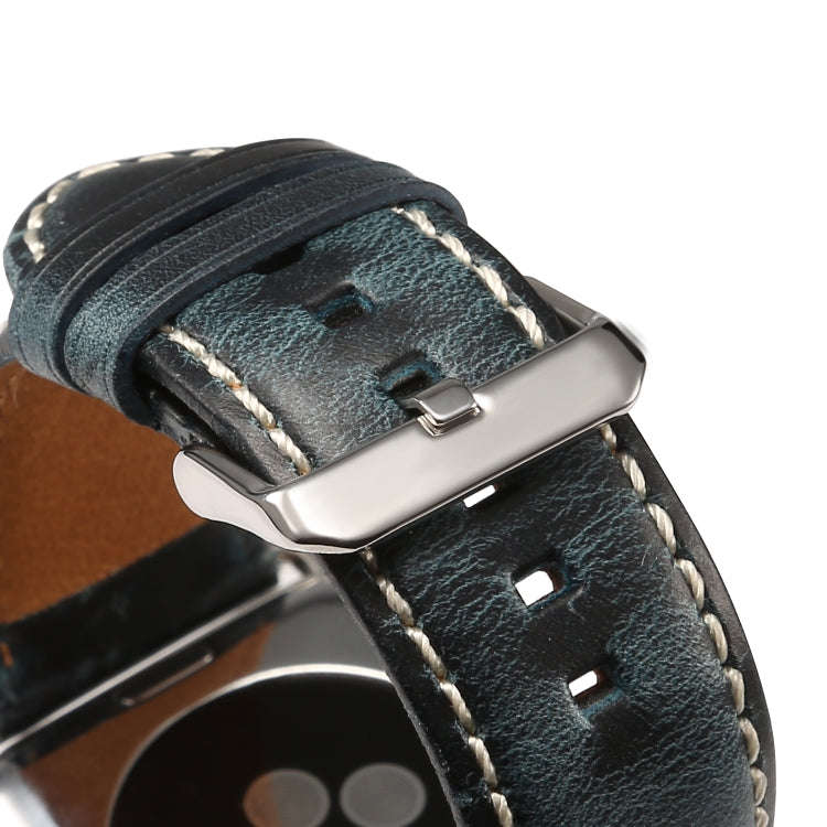 For Apple Watch Series 7 41mm / 6 & SE & 5 & 4 40mm / 3 & 2 & 1 38mm Oil Wax Retro Cowhide Strap ...