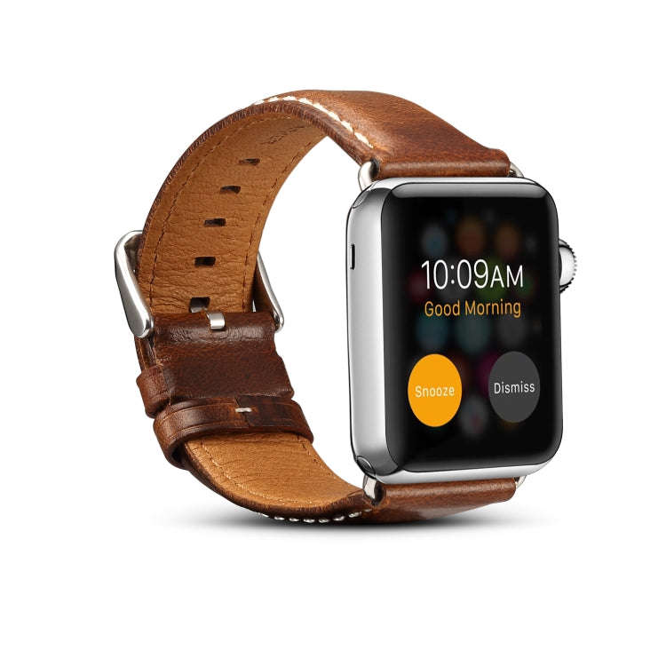 For Apple Watch Series 7 45mm / 6 & SE & 5 & 4 44mm / 3 & 2 & 1 42mm Oil Wax Retro Cowhide Strap ...