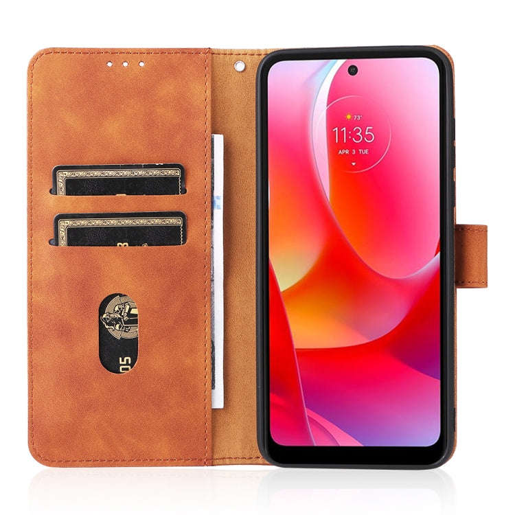 For Motorola Moto G Power 2022 Skin Feel Magnetic Horizontal Flip Leather Phone Case(Brown)