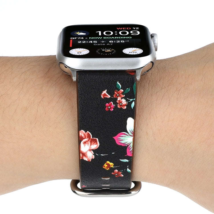 For Apple Watch Series 9&8&7 41mm / SE 3&SE 2&6&SE&5&4 40mm / 3&2&1 38mm Floral Strap Watch Band(...