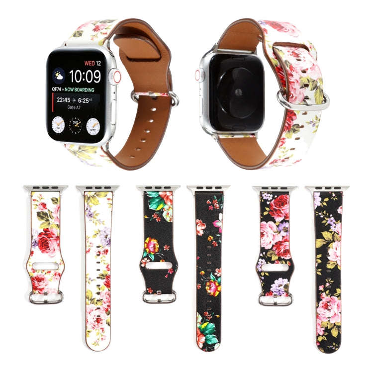 For Apple Watch Series 9&8&7 41mm / SE 3&SE 2&6&SE&5&4 40mm / 3&2&1 38mm Floral Strap Watch Band(...