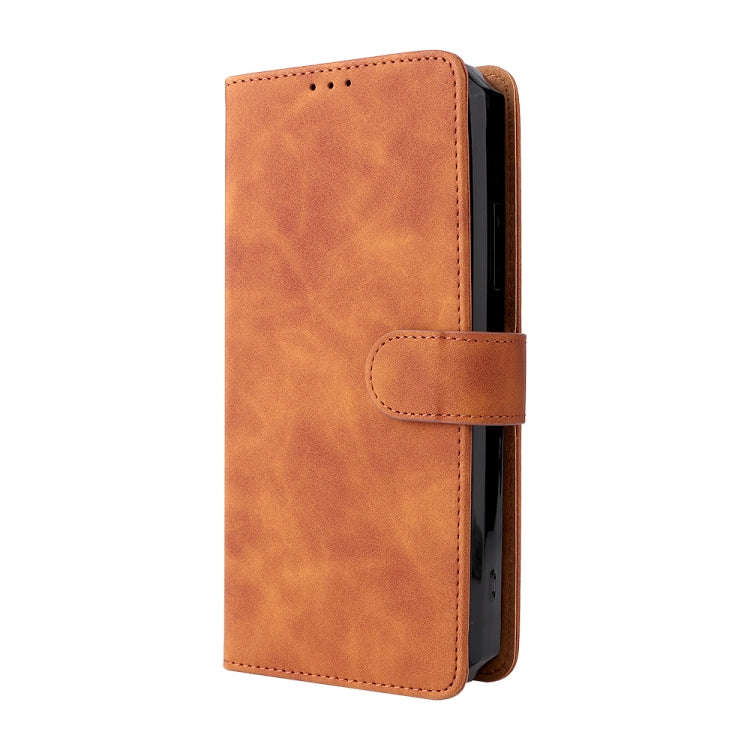 For Oukitel WP15 5G Solid Color Skin Feel Magnetic Buckle Leather Phone Case(Brown)