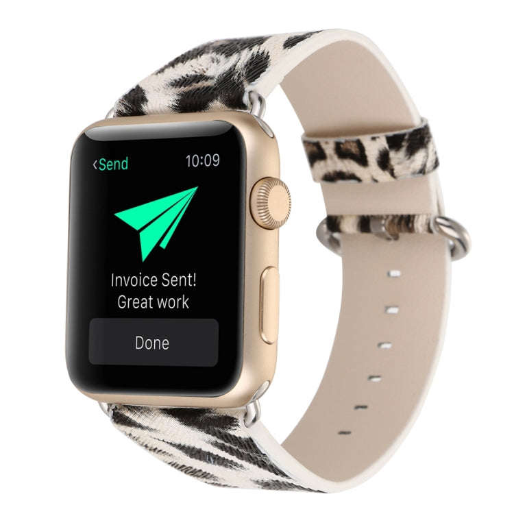 For Apple Watch Series 7 41mm / 6 & SE & 5 & 4 40mm / 3 & 2 & 1 38mm Fashion Strap Watch Band(Leo...
