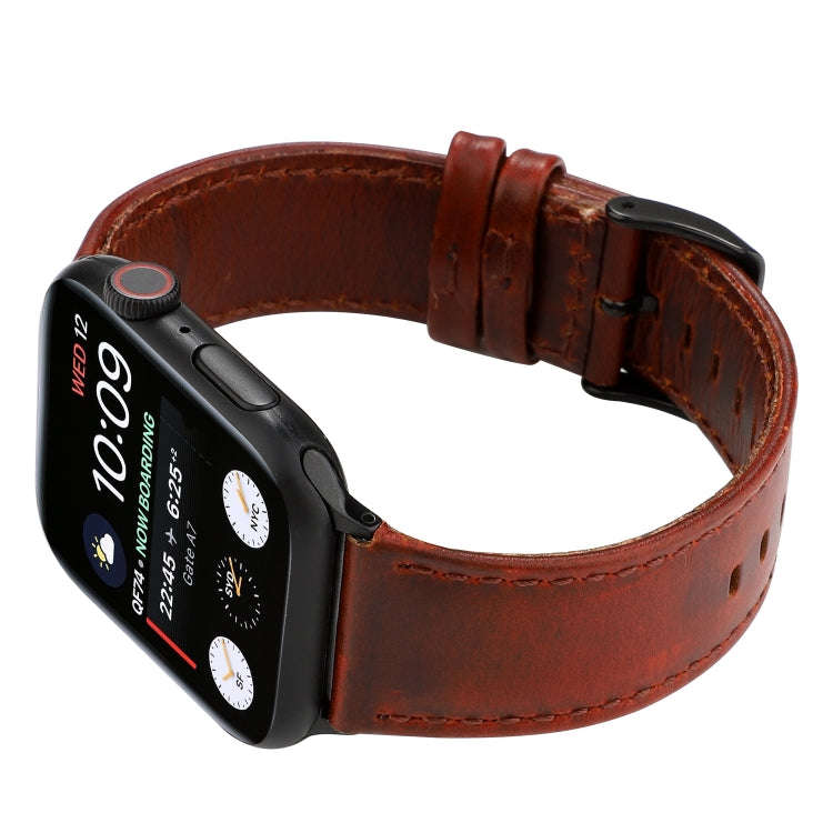 For Apple Watch Series 9&8&7 41mm / SE 3&SE 2&6&SE&5&4 40mm / 3&2&1 38mm Oil Wax Crazy Horse Text...