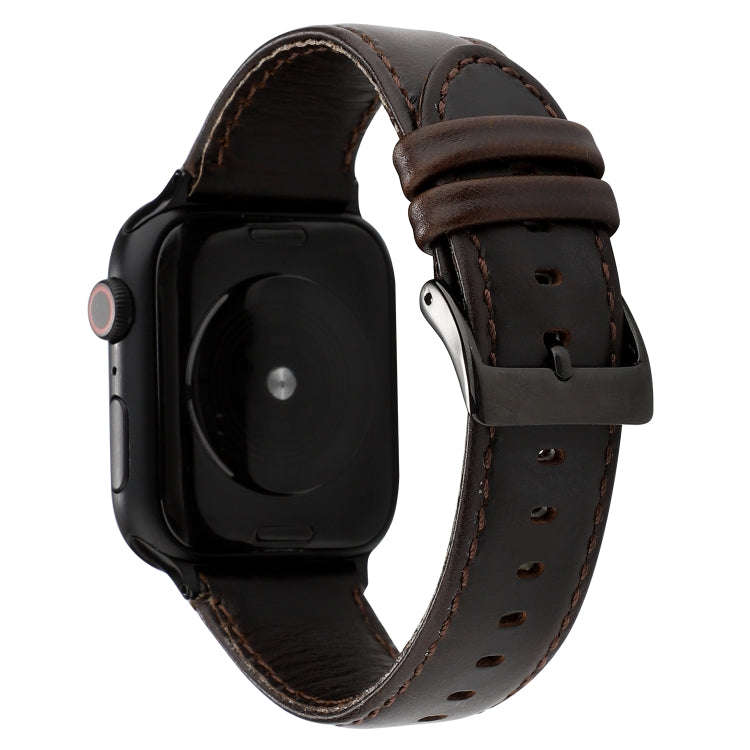 For Apple Watch Series 9&8&7 41mm / SE 3&SE 2&6&SE&5&4 40mm / 3&2&1 38mm Oil Wax Crazy Horse Text...