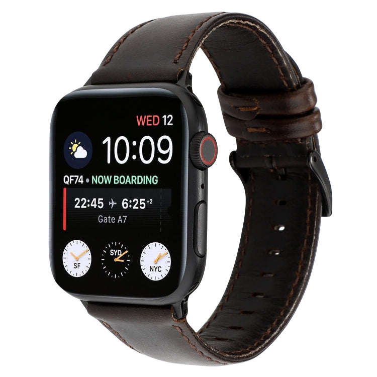 For Apple Watch Series 9&8&7 41mm / SE 3&SE 2&6&SE&5&4 40mm / 3&2&1 38mm Oil Wax Crazy Horse Text...