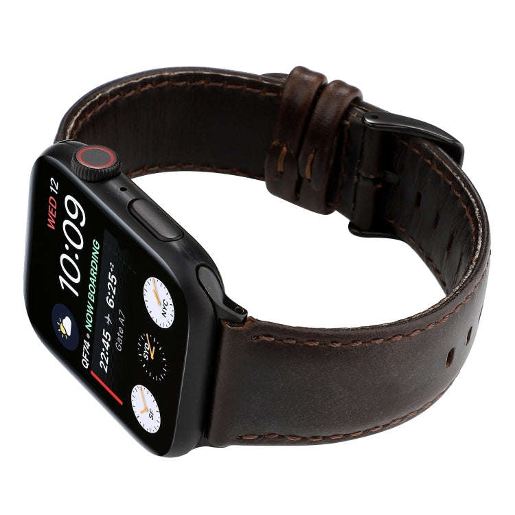 For Apple Watch Series 9&8&7 41mm / SE 3&SE 2&6&SE&5&4 40mm / 3&2&1 38mm Oil Wax Crazy Horse Text...