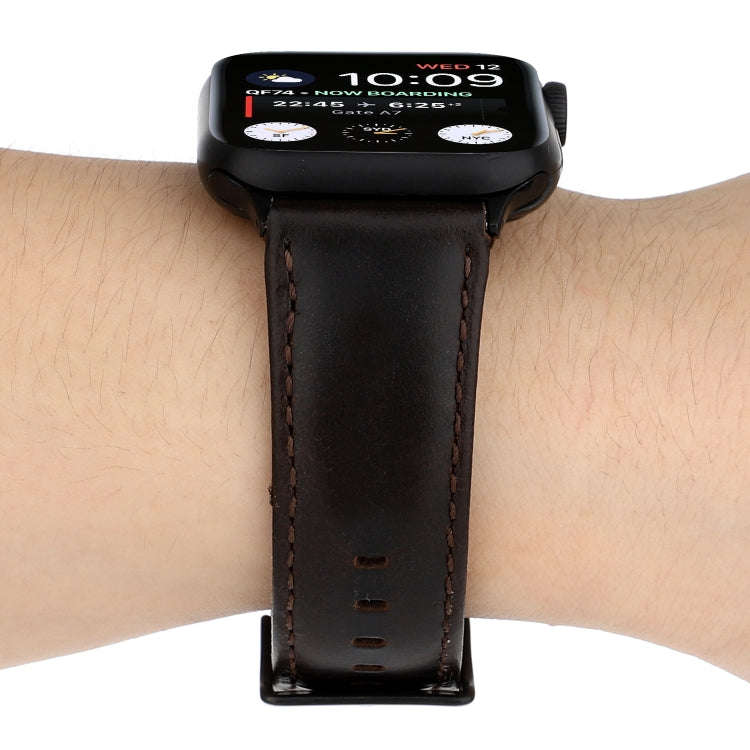 For Apple Watch Series 9&8&7 41mm / SE 3&SE 2&6&SE&5&4 40mm / 3&2&1 38mm Oil Wax Crazy Horse Text...