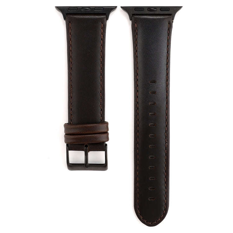 For Apple Watch Series 9&8&7 41mm / SE 3&SE 2&6&SE&5&4 40mm / 3&2&1 38mm Oil Wax Crazy Horse Text...