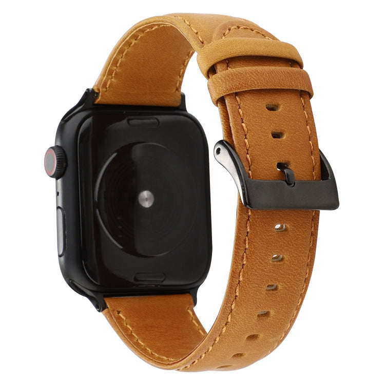 For Apple Watch Series 7 41mm / 6 & SE & 5 & 4 40mm / 3 & 2 & 1 38mm Oil Wax Crazy Horse Texture ...
