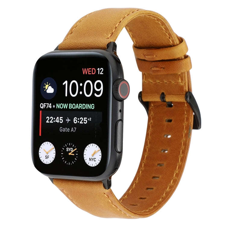 For Apple Watch Series 7 41mm / 6 & SE & 5 & 4 40mm / 3 & 2 & 1 38mm Oil Wax Crazy Horse Texture ...