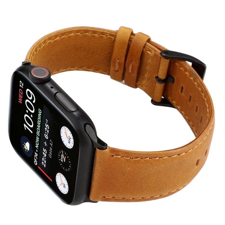 For Apple Watch Series 7 41mm / 6 & SE & 5 & 4 40mm / 3 & 2 & 1 38mm Oil Wax Crazy Horse Texture ...