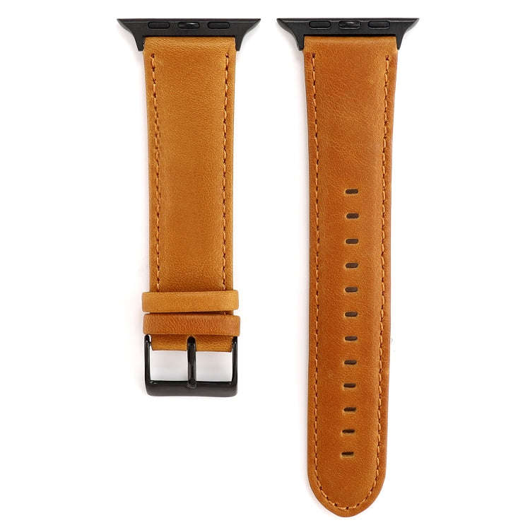 For Apple Watch Series 7 41mm / 6 & SE & 5 & 4 40mm / 3 & 2 & 1 38mm Oil Wax Crazy Horse Texture ...