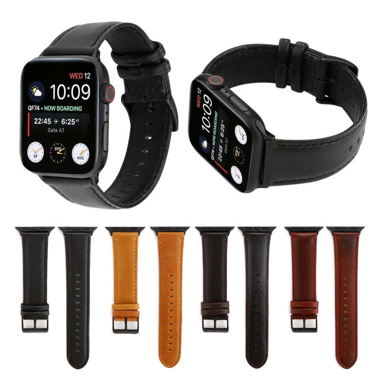 For Apple Watch Series 7 41mm / 6 & SE & 5 & 4 40mm / 3 & 2 & 1 38mm Oil Wax Crazy Horse Texture ...