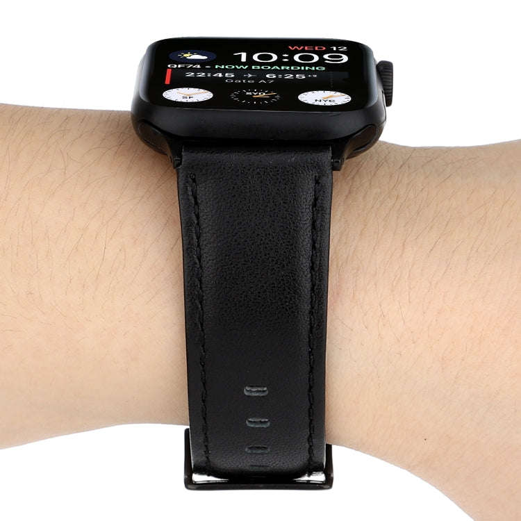 For Apple Watch Series 7 45mm / 6 & SE & 5 & 4 44mm / 3 & 2 & 1 42mm Oil Wax Crazy Horse Texture ...