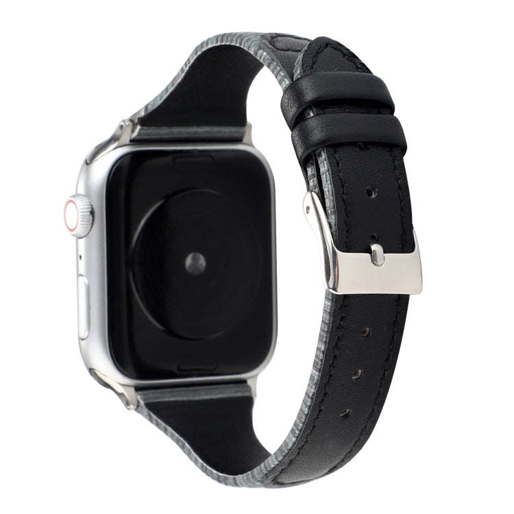 For Apple Watch Series 9&8&7 41mm / SE 3&SE 2&6&SE&5&4 40mm / 3&2&1 38mm Stitching Stripes Genuin...