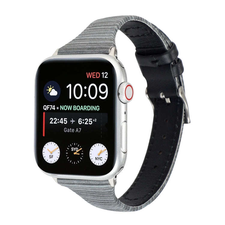 For Apple Watch Series 9&8&7 41mm / SE 3&SE 2&6&SE&5&4 40mm / 3&2&1 38mm Stitching Stripes Genuin...