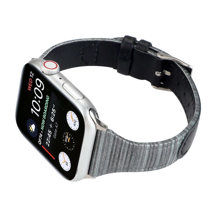 For Apple Watch Series 9&8&7 41mm / SE 3&SE 2&6&SE&5&4 40mm / 3&2&1 38mm Stitching Stripes Genuin...