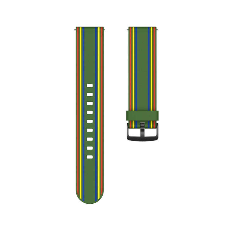 20mm Stripe Silicone Watch Band(Army Green)