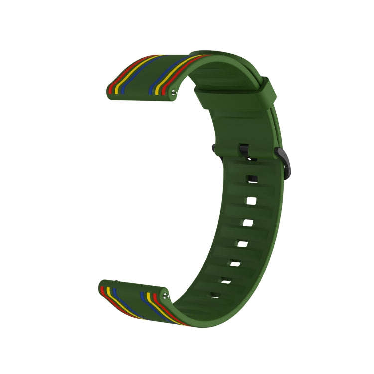 20mm Stripe Silicone Watch Band(Army Green)