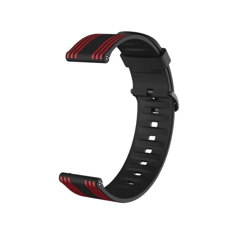 20mm Stripe Silicone Watch Band(Black Red)