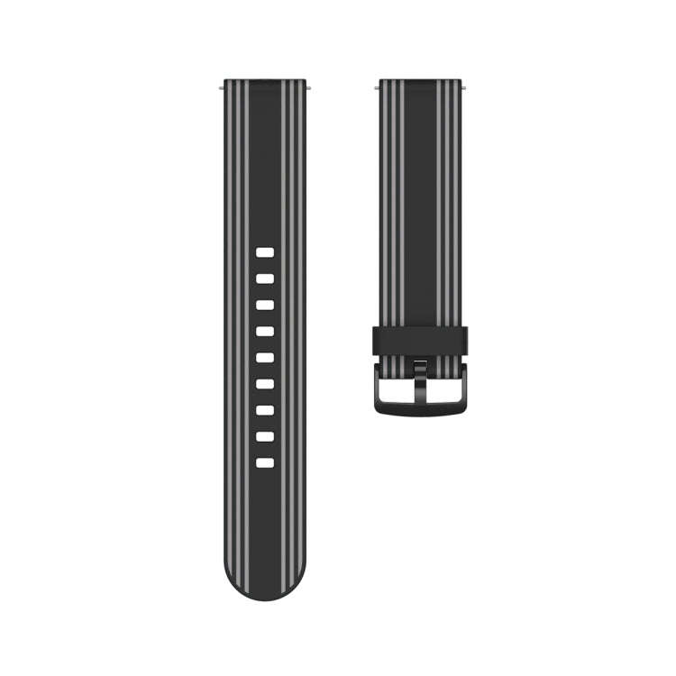 20mm Stripe Silicone Watch Band(Black Grey)