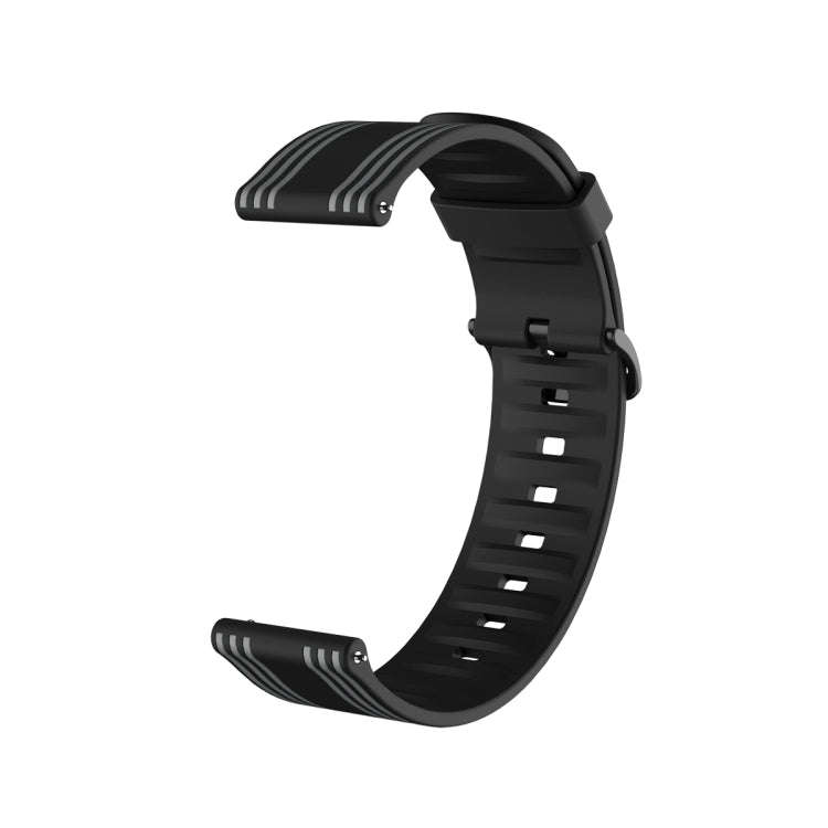 20mm Stripe Silicone Watch Band(Black Grey)
