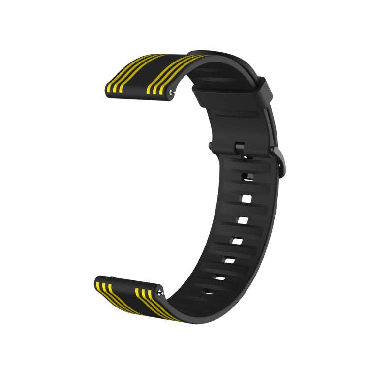 20mm Stripe Silicone Watch Band(Black Yellow)