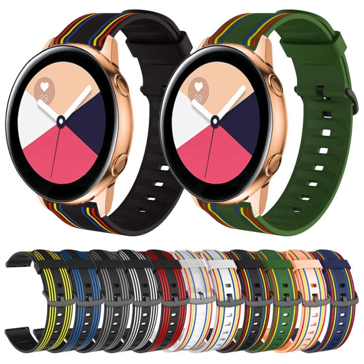 20mm Stripe Silicone Watch Band(Black Grey)