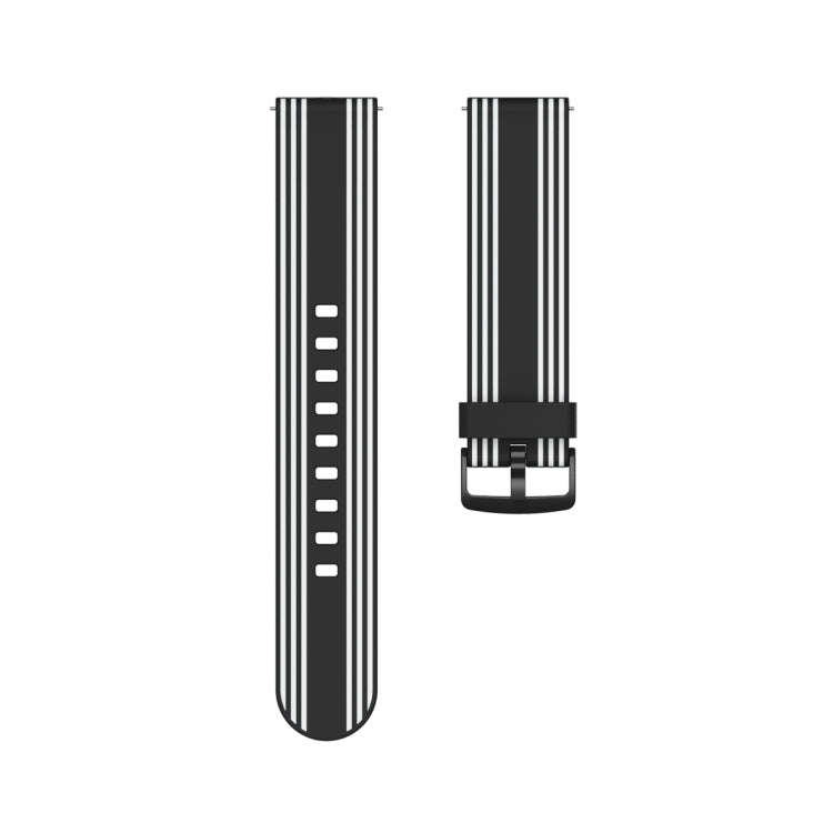 22mm Stripe Silicone Watch Band(Black White)