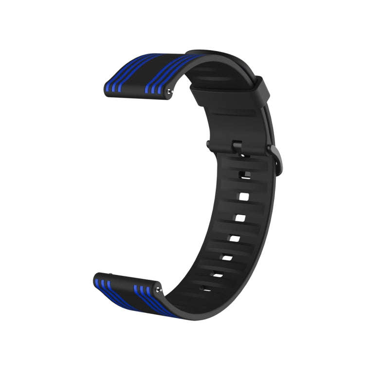 22mm Stripe Silicone Watch Band(Black Blue)