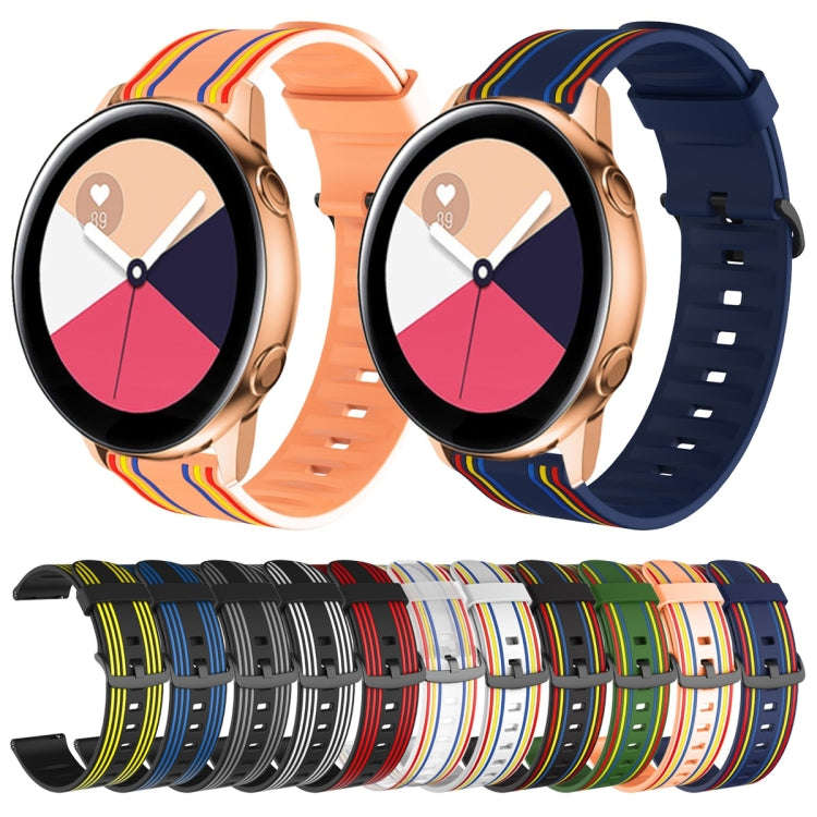 22mm Stripe Silicone Watch Band(Black)