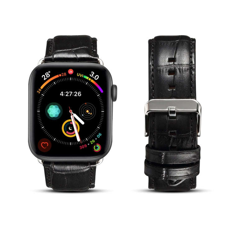 For Apple Watch Series 9&8&7 41mm / SE 3&SE 2&6&SE&5&4 40mm / 3&2&1 38mm Cowhide Crocodile Textur...