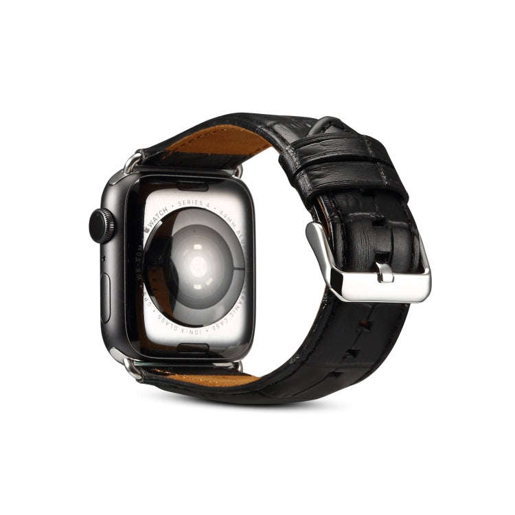For Apple Watch Series 9&8&7 41mm / SE 3&SE 2&6&SE&5&4 40mm / 3&2&1 38mm Cowhide Crocodile Textur...