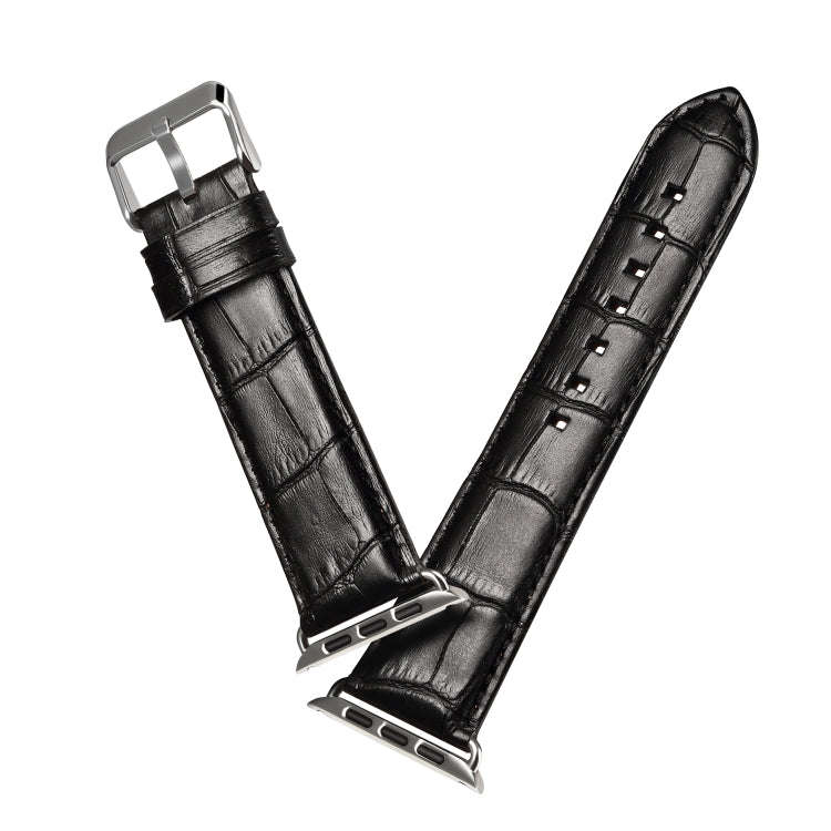 For Apple Watch Series 9&8&7 41mm / SE 3&SE 2&6&SE&5&4 40mm / 3&2&1 38mm Cowhide Crocodile Textur...