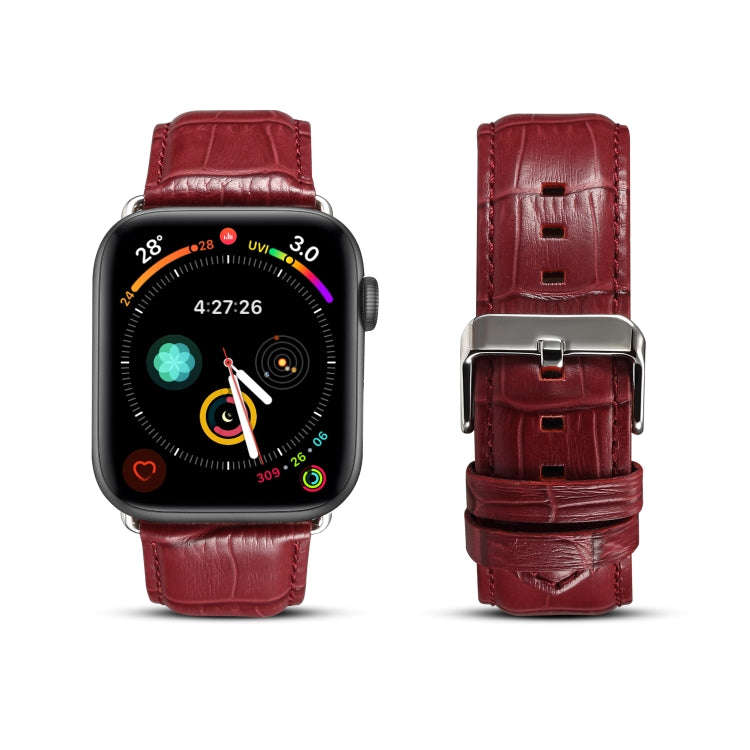 For Apple Watch Series 9&8&7 41mm / SE 3&SE 2&6&SE&5&4 40mm / 3&2&1 38mm Cowhide Crocodile Textur...