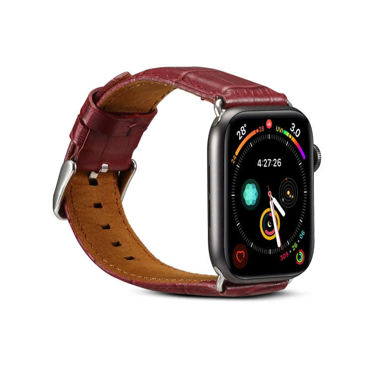 For Apple Watch Series 9&8&7 41mm / SE 3&SE 2&6&SE&5&4 40mm / 3&2&1 38mm Cowhide Crocodile Textur...