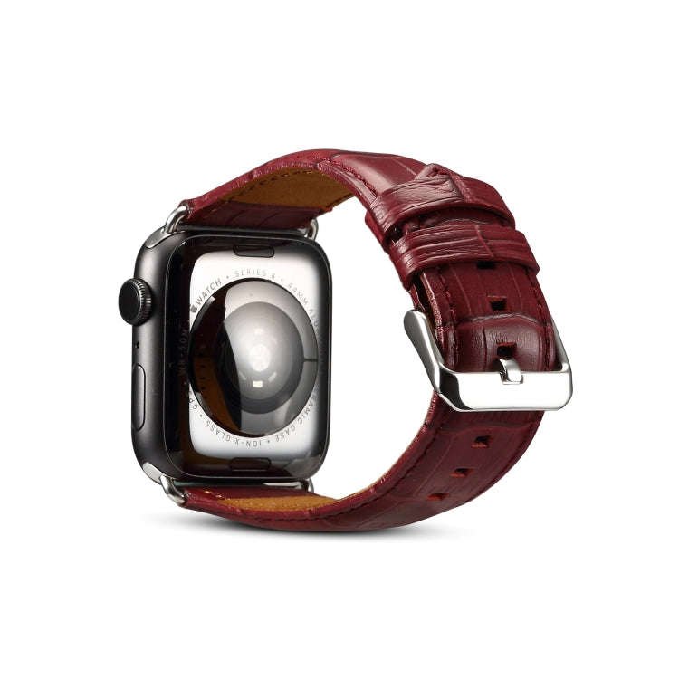 For Apple Watch Series 9&8&7 41mm / SE 3&SE 2&6&SE&5&4 40mm / 3&2&1 38mm Cowhide Crocodile Textur...