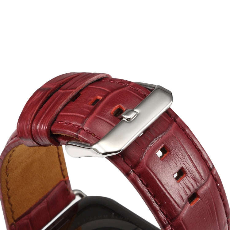 For Apple Watch Series 9&8&7 41mm / SE 3&SE 2&6&SE&5&4 40mm / 3&2&1 38mm Cowhide Crocodile Textur...