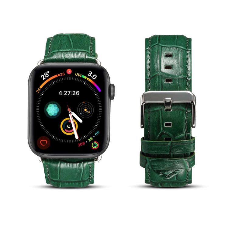 For Apple Watch Series 7 41mm / 6 & SE & 5 & 4 40mm / 3 & 2 & 1 38mm Cowhide Crocodile Texture St...