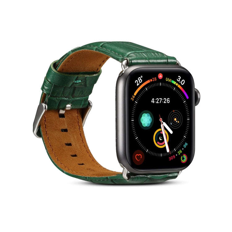 For Apple Watch Series 7 41mm / 6 & SE & 5 & 4 40mm / 3 & 2 & 1 38mm Cowhide Crocodile Texture St...