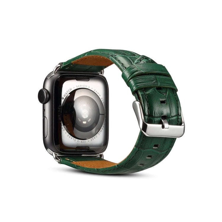 For Apple Watch Series 7 41mm / 6 & SE & 5 & 4 40mm / 3 & 2 & 1 38mm Cowhide Crocodile Texture St...
