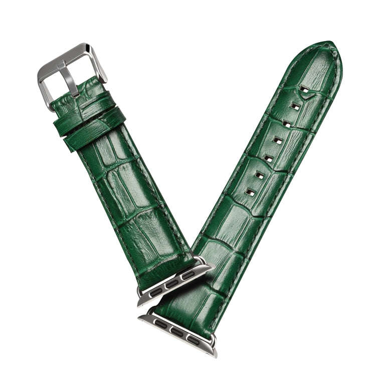 For Apple Watch Series 7 41mm / 6 & SE & 5 & 4 40mm / 3 & 2 & 1 38mm Cowhide Crocodile Texture St...