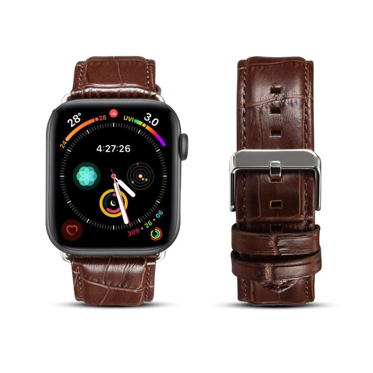 For Apple Watch Series 9&8&7 41mm / SE 3&SE 2&6&SE&5&4 40mm / 3&2&1 38mm Cowhide Crocodile Textur...