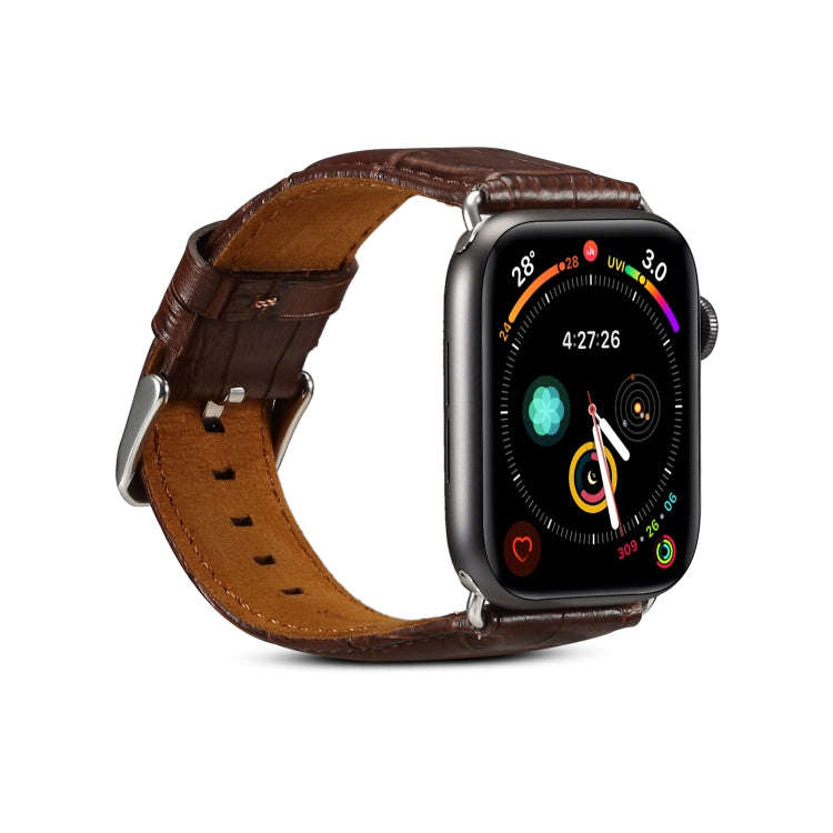For Apple Watch Series 9&8&7 41mm / SE 3&SE 2&6&SE&5&4 40mm / 3&2&1 38mm Cowhide Crocodile Textur...