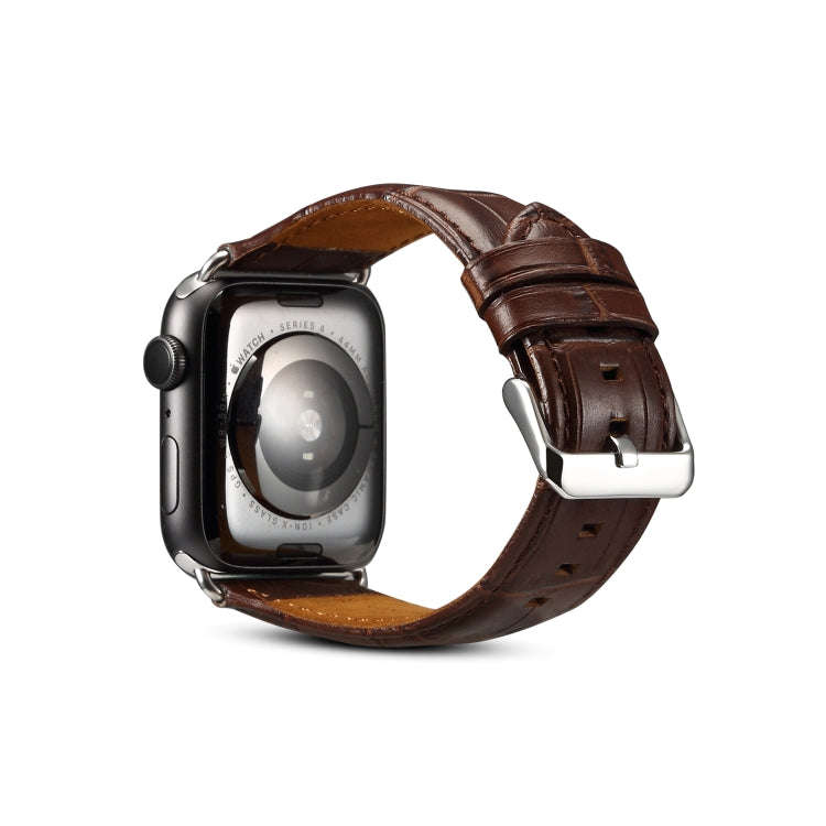 For Apple Watch Series 9&8&7 41mm / SE 3&SE 2&6&SE&5&4 40mm / 3&2&1 38mm Cowhide Crocodile Textur...